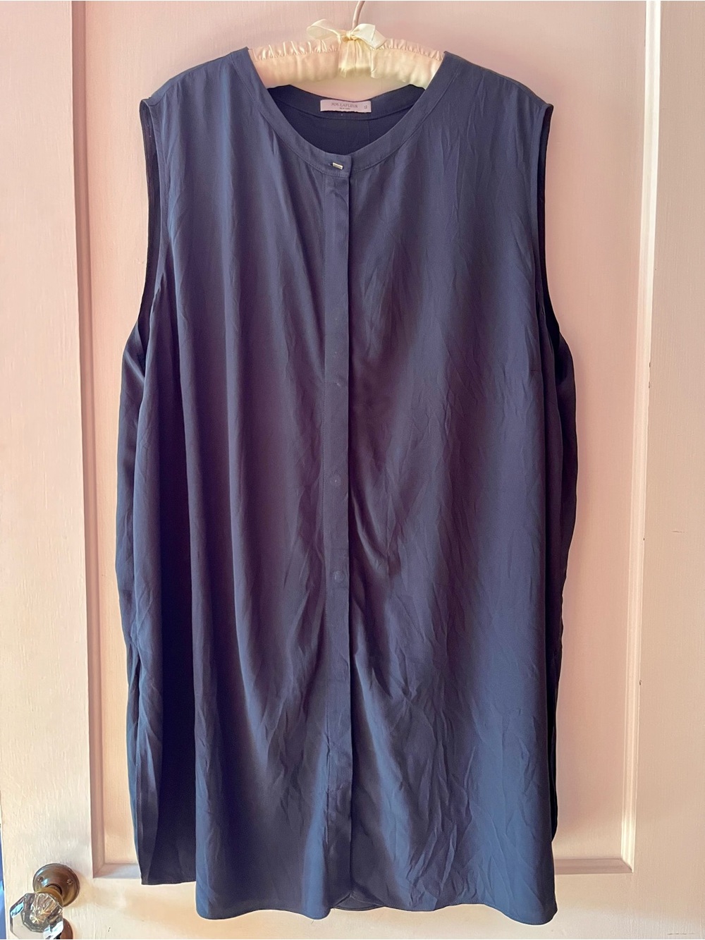 MM Lafleur Sleeveless Navy Button-Front Tunic